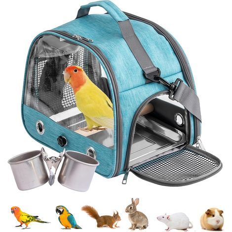 Vogeltransportbox, Rucksack mit Sitzstange, Edelstahlwanne, Reisekäfig für Papageien (1/5)
