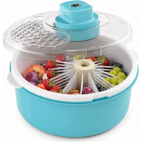 Essoreuse à salade électrique beige base antidérapante laveuse et sécheuse de légumes multifonctionnelle pour cuisine zd-blue (1/3)