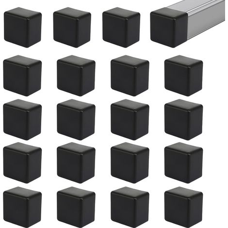 Lot de 20 embouts carrés en plastique - 40 x 40 cm - Pour rail solaire - Accessoires pour pieds de chaise - Capuchons coulissants - Pour profilé PV