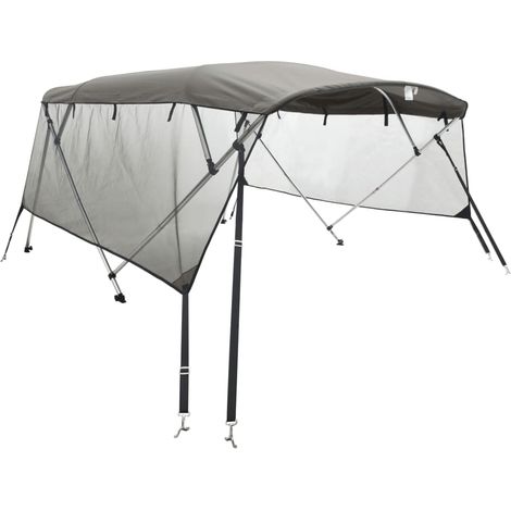 vidaXL Bimini-Dach mit 4 Bögen und Seitenteilen aus Netz 243x(200-213)x137 cm (1/3)