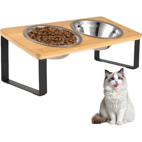Raised Cat Bowl with Bamboo Stand (1/5)