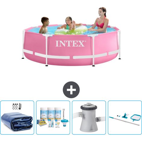 Piscine Intex Cadre Rond - 244 x 76 cm - Rose - Incluse Accessoire CB7