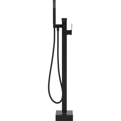 Robinet de baignoire sur pied avec tuyau et douchette en acier inoxydable noir 90 cm (1/5)
