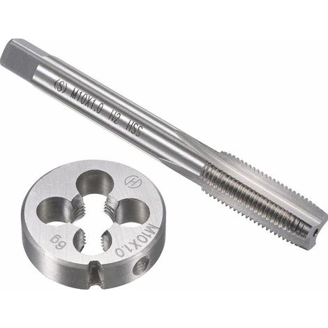 Coffret tarauds et filières Ensemble de tarauds et matrices métriques M10 x 1 mm, taraud à vis à filetage machine HSS avec matrice de filetage ronde en acier à outils en alliage (1/5)