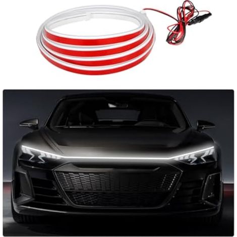 Ohleats Bande lumineuse de capot de voiture de 150 cm, feu de circulation diurne flexible extérieur, étanche, bande lumineuse LED automatique avec effet de démarrage à balayage dynamique, accessoires (1/5)