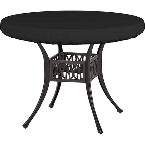 Housse de protection ronde en tissu Oxford 210D résistant aux intempéries et à la poussière avec bord élastique pour table de jardin (112 x 10 cm)