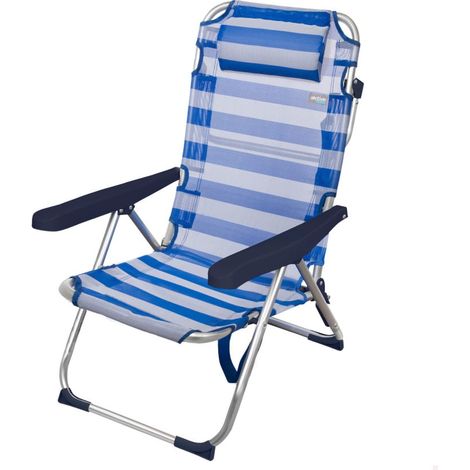 Aktive 2 In 1 Beach And Lounge Chair rayures bleu et blanc