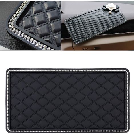 Tapis Anti-dérapants, Voiture Tapis AntidéRapant De Tableau De Bord – Décoration de Bord de Strass, Grille de Diamant.Tapis Voiture Universelle,Tapis de Bureau (1/5)