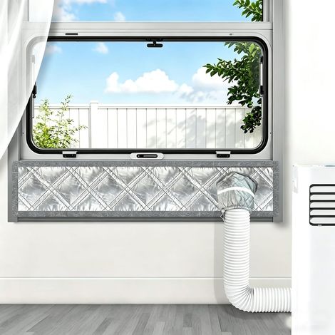 100CM kit calfeutrage climatiseur pour portes fenetre, 3couches aluminium&coton&Oxford, Joint de100% étanche à l'air, isolant, anti-fuite d'air froid, meilleure performance de refroidissement (1/5)