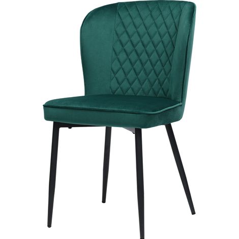 Lot de 6 chaises de salle à manger en velours vert, dossier ergonomique et pieds métal, confortables et faciles à monter pour cuisine, salon et bureau CHICFURN (1/5)