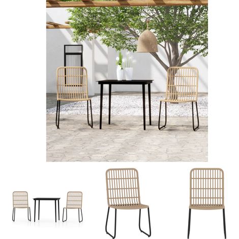 Eichen-Optik - vidaXL 3-tlg. Garten-Essgruppe Eichen-Optik - Gartenstühle (1/5)