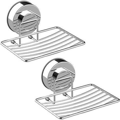 Porte-Savon Ventouse en Acier Inoxydable 304, Étagère à Éponge pour Salle de Bain et Cuisine, Support Mural Adhésif Robuste et Antirouille, Lot de 2 (1/5)