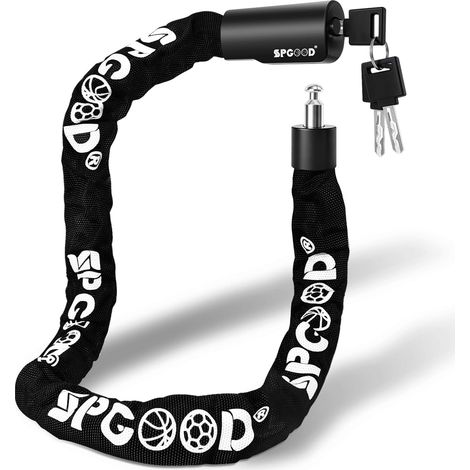 Antivol de vélo avec 3 clés, chaîne de 6 mm, longueur 90 cm(Noir) Résistante aux coupures, avec revêtement en nylon pour la protection contre la rouille, adaptée aux vélos, vélos électriques (1/5)