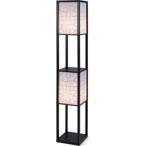 2-Light Floor Lamp with Shelves, Acrylic Shades (1/5)