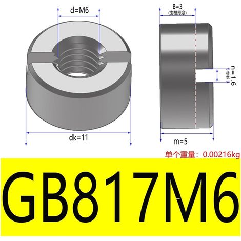 Écrous ronds fendus en acier inoxydable 304, Face d'extrémité avec rainure, écrou rond M3 M4 M5 M6 M8 M10 M12, 2 à 10 pièces (Color : Silver, Size : 10Pcs M6) (1/4)