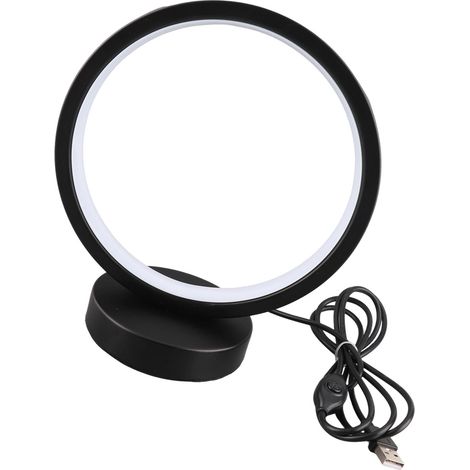 Lampe de table ronde chevet design nordique LED éco douce anti-fatigue oculaire sommeil chambre base fer silicone télécommande variateur minuterie noir 1 lampe + 1 télécommande pile incluse (1/4)