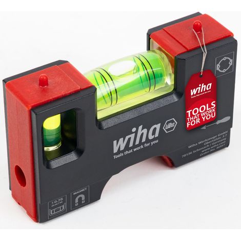 WIHA MINI NIVEAU À BULLE DE POCHE I 10 CM AVEC AIMANT I OUTIL D'ÉLECTRICIEN POUR PRISE DE COURANT I NIVEAU À BULLE HORIZONTAL À