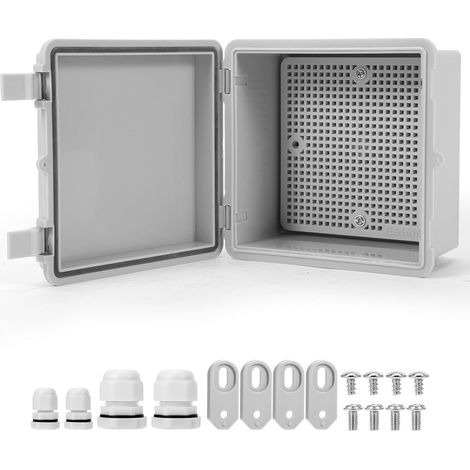 Coffret Electrique Etanche Exterieur en ABS, 3mm Boîte de Jonction, IP67 avec Porte Gris, avec Joint d'Étanchéité Intégré Résistant, Idéal pour Irrigation, Piscine et Projets DIY (1/5)