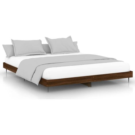 Lit double Lit adulte Cadre de lit sans matelas chêne marron 200x200 cm (1/5)