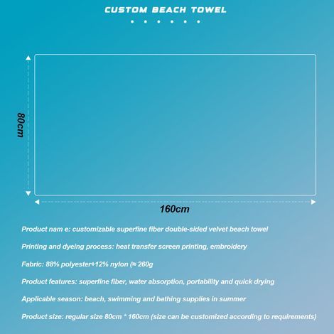 Beach Towel - 160 x 80 cm - Lightweight Quick-Dry Microfiber - For Beach Pool Camping Travel - Adult Unisex - 1 Piece (1/4)