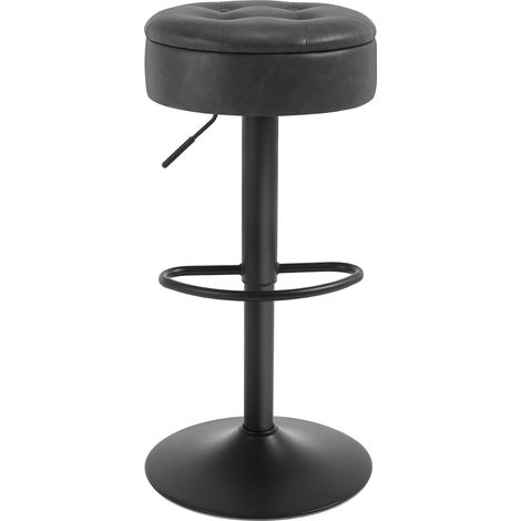WOLTU 1x Taburete de bar de cocina con reposapiés giratorio y ajustable - Antracita (1/5)
