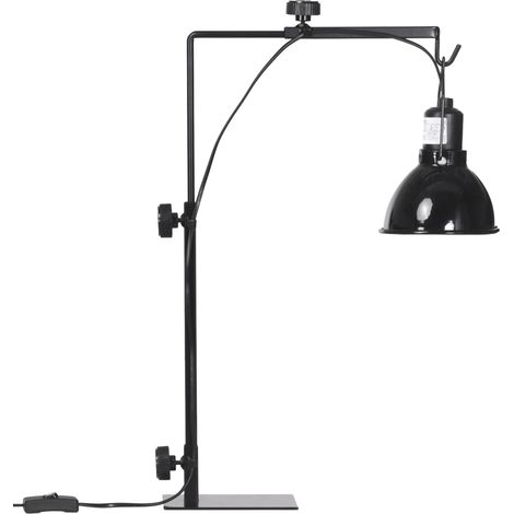 Support de lampe chauffante pour reptiles hauteur et largeur réglables pour amphibiens base en acier 32 x 9 x 67 cm noir (1/5)