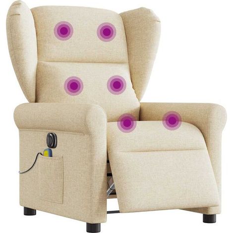 Fauteuil inclinable de massage électrique en tissu beige (1/5)