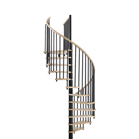 Minka Spindeltreppe Spiral Wood 38 - 305,5cm Geschosshöhe Eiche Schwarz 160cm Durchmesser
