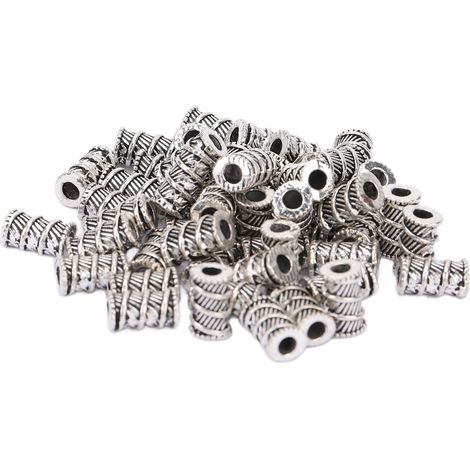 50 perles à barbe viking tubulaires pour la création de bijoux de cheveux, taille moyenne, en alliage, bords confortables.