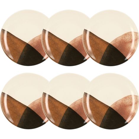 Lot de 6 assiettes à dessert en grès 19cm, GAIA (1/4)