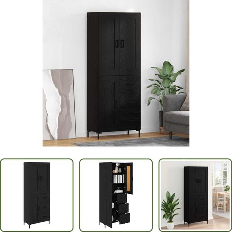 Holzwerkstoff -  Highboard 2 pcs Schwarz Eichen-Optik Holzwerkstoff (1/5)
