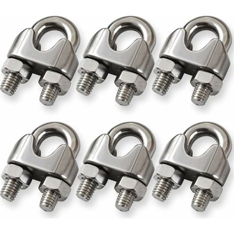 Lot de 6 serre-câbles M10 de 9,5 mm en acier inoxydable 304 (1/5)