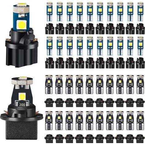 Lot de 40 ampoules LED T5 T10 pour tableau de bord, avec douille rotative, pour éclairage intérieur de voiture, indicateur de tableau de bord, dôme de carte (1/4)