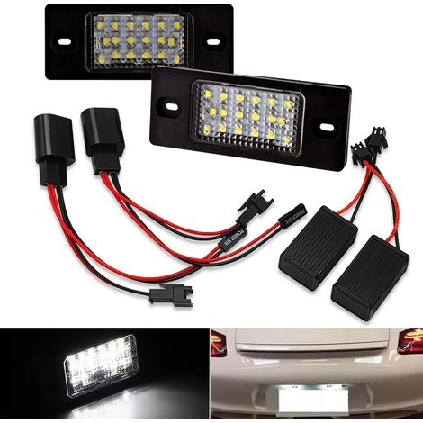 Ampoules LED pour Plaque d'immatriculation sans Erreur Can (6500K) - Compatibles for 955/957 02-10, Golf 5, MK1, 07-15, B5.5 (1/5)