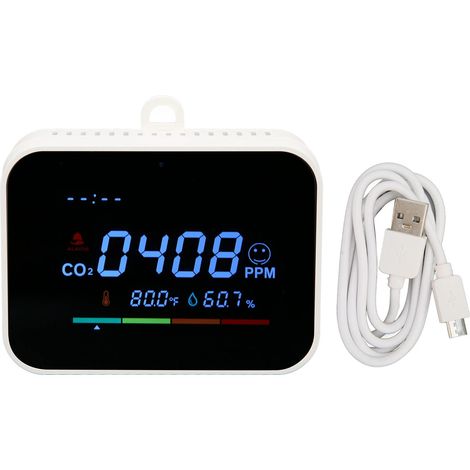 Appareil de mesure de la qualité de l'air intérieur 3 en 1 : détecteur à mise à jour rapide des données, humidité, température, compteur de particules et détection précise du CO2 par infrarouge. (1/5)