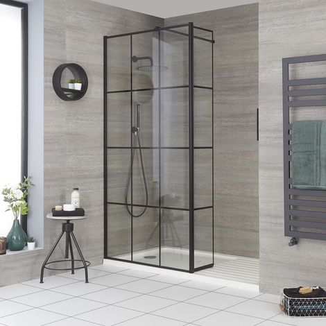 Hudson Reed Barq - Paroi de Douche Verrière avec Paroi de Retour et Receveur Blanc - 120cm x 80cm (1/5)