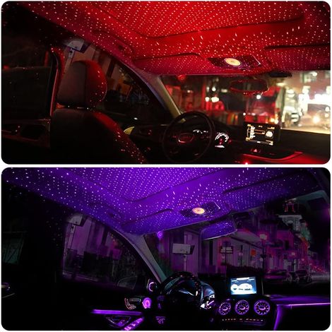 tmosphere Lights, 2 lampes LED réglables pour l'intérieur de voiture, mini projecteur de veilleuse étoilée avec port USB (1/4)