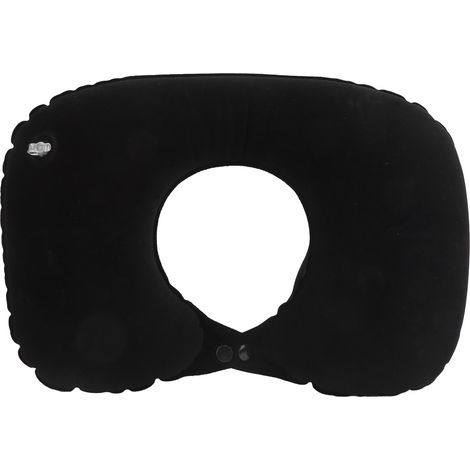 Protection de nuque gonflable souple en forme de U, adaptée aux voitures, aux bureaux et aux avions (noir). (1/5)