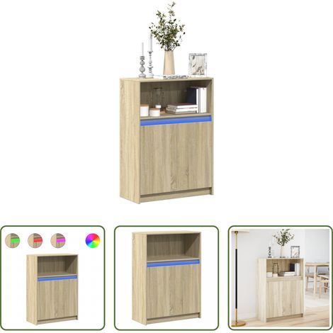 Holzwerkstoff - Sideboard mit LED Sonoma-Eiche 72x34x100 cm Holzwerkstoff (1/5)