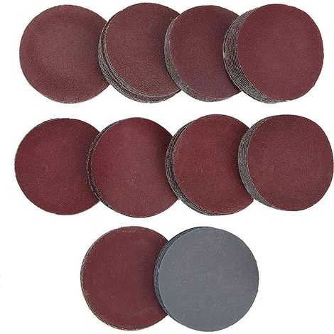 100 disques de ponçage ronds, pour un décapage propre du bois, du métal, de la peinture, de la rouille et de l'oxydation, grain 400, 75 mm (1/5)