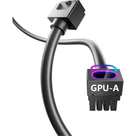 Câble d'Extension GPU 8 Broches [Type A - Clip Bas] Câble d'alimentation PCIE pour Carte Graphique (pas pour CPU), 18AWG Sleeved, 5V ARGB Sync - Noir