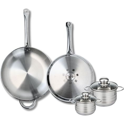 Ensemble de 2 Poêles de cuisson 28 et 32 cm et 2 faitouts 12 et 14 cm Elo Profi Brillant (1/5)