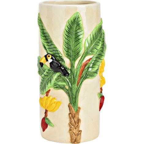 Vase en ceramique toucan et palmier 10x22x12cm