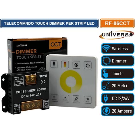 TELECOMANDO WIRELESS TOUCH DIMMER CAMBIO COLORE LUMINOSITA' PER STRIP LED 2 E 3 FILI DC 12/24V (1/4)