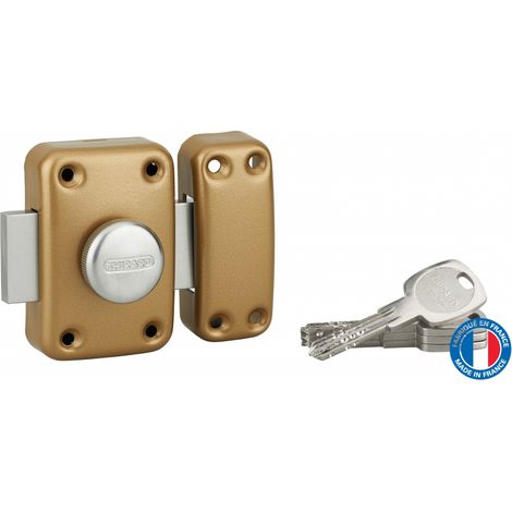 THIRARD - Verrou à bouton Atlantic M pour porte d'entrée, cylindre 45mm, acier, 4 clés, époxy or - THIRARD (1/5)