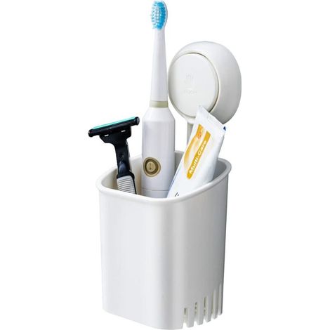 Soporte para cepillos de dientes con ventosa, no requiere taladrar, capacidad de carga de cinco kilogramos, giratorio 360 grados, para el baño - Crezuo
