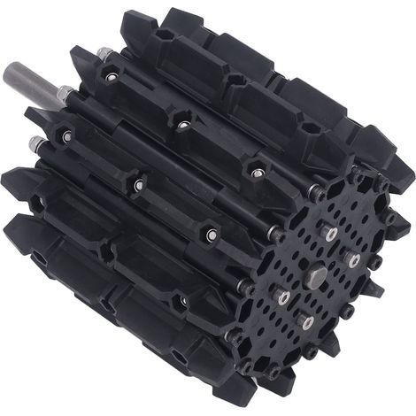 La roue de chenille de char de terrain dévasté à bande de roulement dentée a un diamètre de 129,57 mm et une largeur de pneu de 123,85 mm. (1/5)
