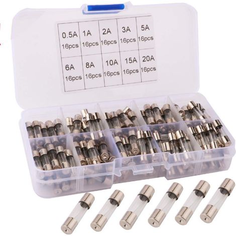 160pcs 250V Car Glass Tube Fuse 5x20mm (0.5A, 1A, 2A, 3A, 5A, 6A, 8A, 10A, 15A, 20A) (1/3)