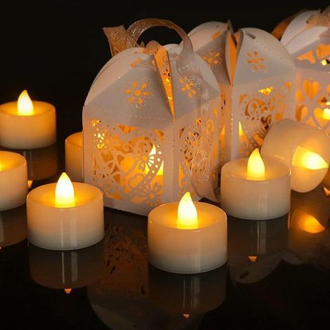 Flameless LED Candles - 24 Flickering Warm White LED Candles - CR2032 Battery Operated - for Weddings, Christmas, Easter, Parties, etc. - Energy Class A++ [Energy Class A++] (1/5)