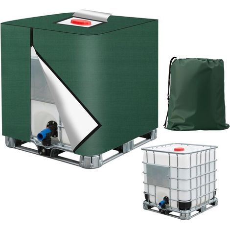 Bache pour Cuve IBC,420D Réservoir d'eau Couvercle,Bâche pour Cuve IBC 1000L – Housse de Protection Anti-UV et Anti-Poussière avec Fermeture Éclair Avec Sac de Rangement (116 x 100 x 120 cm) (Vert)